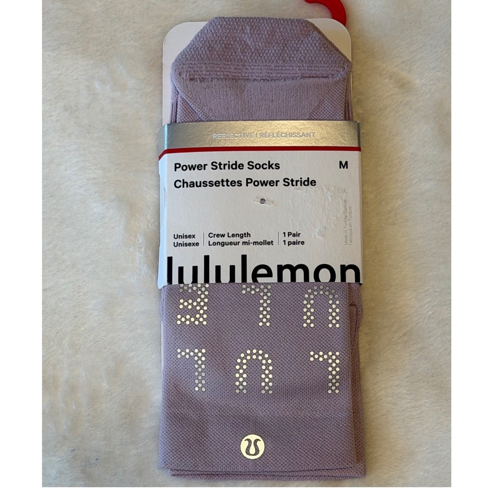 Lululemon Woman's Power Stride Crew Socks Reflective Lilac Ether Size M
